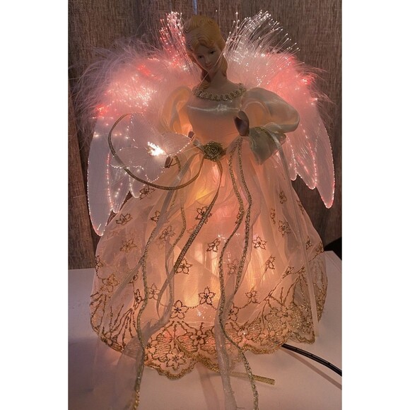 Yuletide Traditions White Fiber Optic Angel Christmas Tree Topper LED Light-Up - Picture 10 of 10